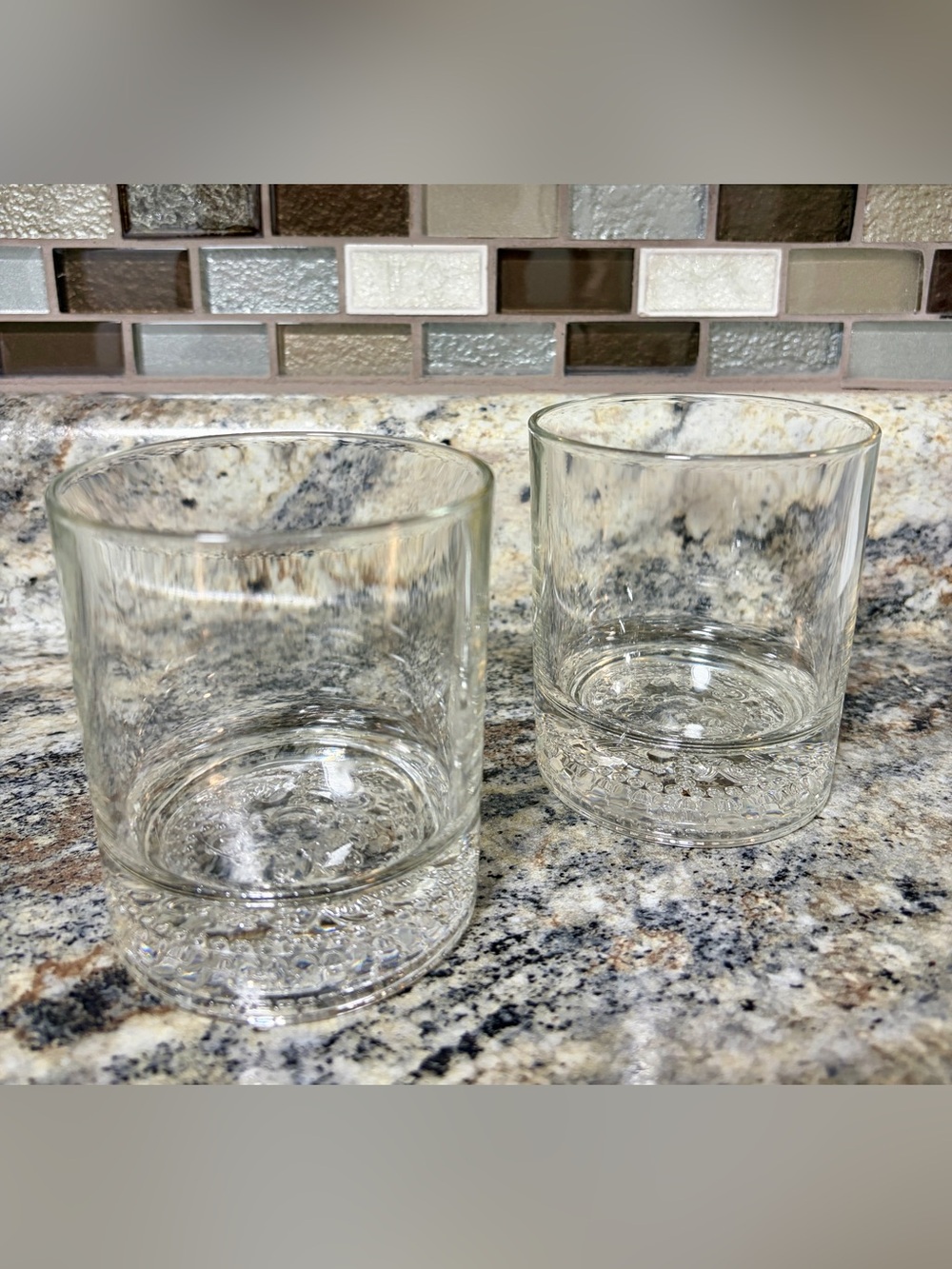 2 Crown Royal Lowball Whiskey Glasses Embossed Logo Clear Glass Made In Italy